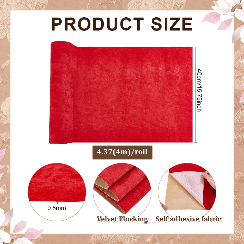 1 Roll Self-adhesive Polyester Fabric DIY Craft Supplies Red 400x0.5mm 4m/roll