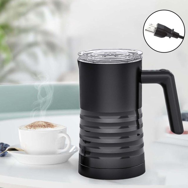 Vaporizador de leche eléctrico, máquina para hacer espuma fría y caliente, máquina para hacer espuma de café con leche, espumador de leche automático Negro