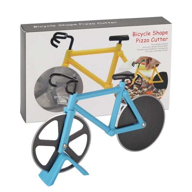 Puntoco Liquidación de artículos de cocina Cortador de pizza de acero inoxidable Rodillo para pizza en forma de bicicleta Rodillo para pizza multifuncional para el hogar Cortador de tartas mediano