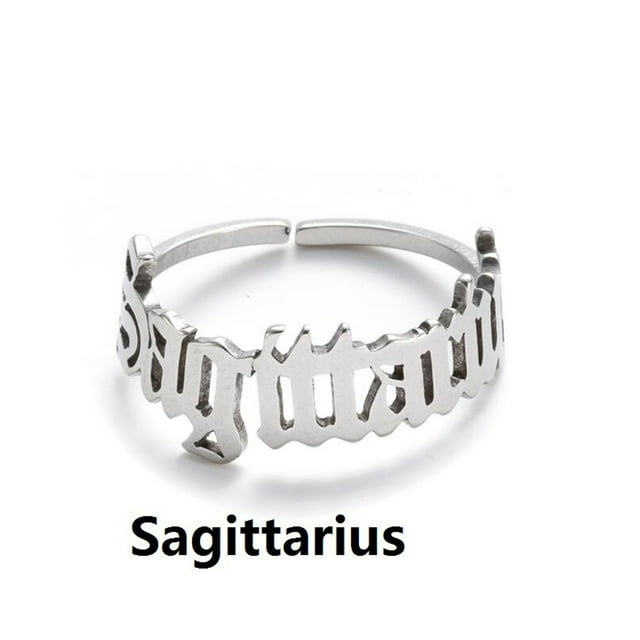 Anillo ajustable de acero inoxidable con apertura de anillo con letras inglesas de doce constelaciones Wmkox8yii fajkfhkj2133