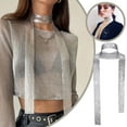 thumbnail image 2 of LLDYYDS Women Sparkle Metal Sequins Neck Tie Scarf Glitter Long Evening Party Thin Rave Skinny Neckerchief, 2 of 6