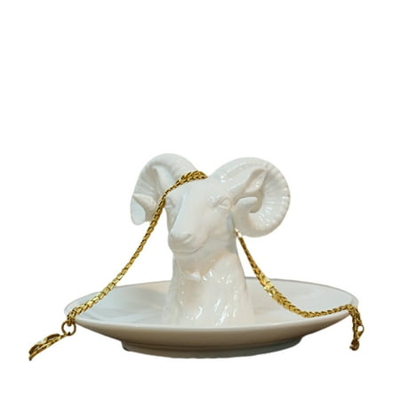 

Ceramic Jewelry Storage Tray Goat Shaped Storage Plate Household Crafts Home Desktop Decoration White