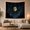 Ringed Full Moon, variant on Golden Moon in Dark Sky with Evergreen Forest, Mystical Celestial for Space Lovers, Nighttime Wall Art, Housewarming Gift, Tapestry Wall Hanging for Bedroom and Living Room