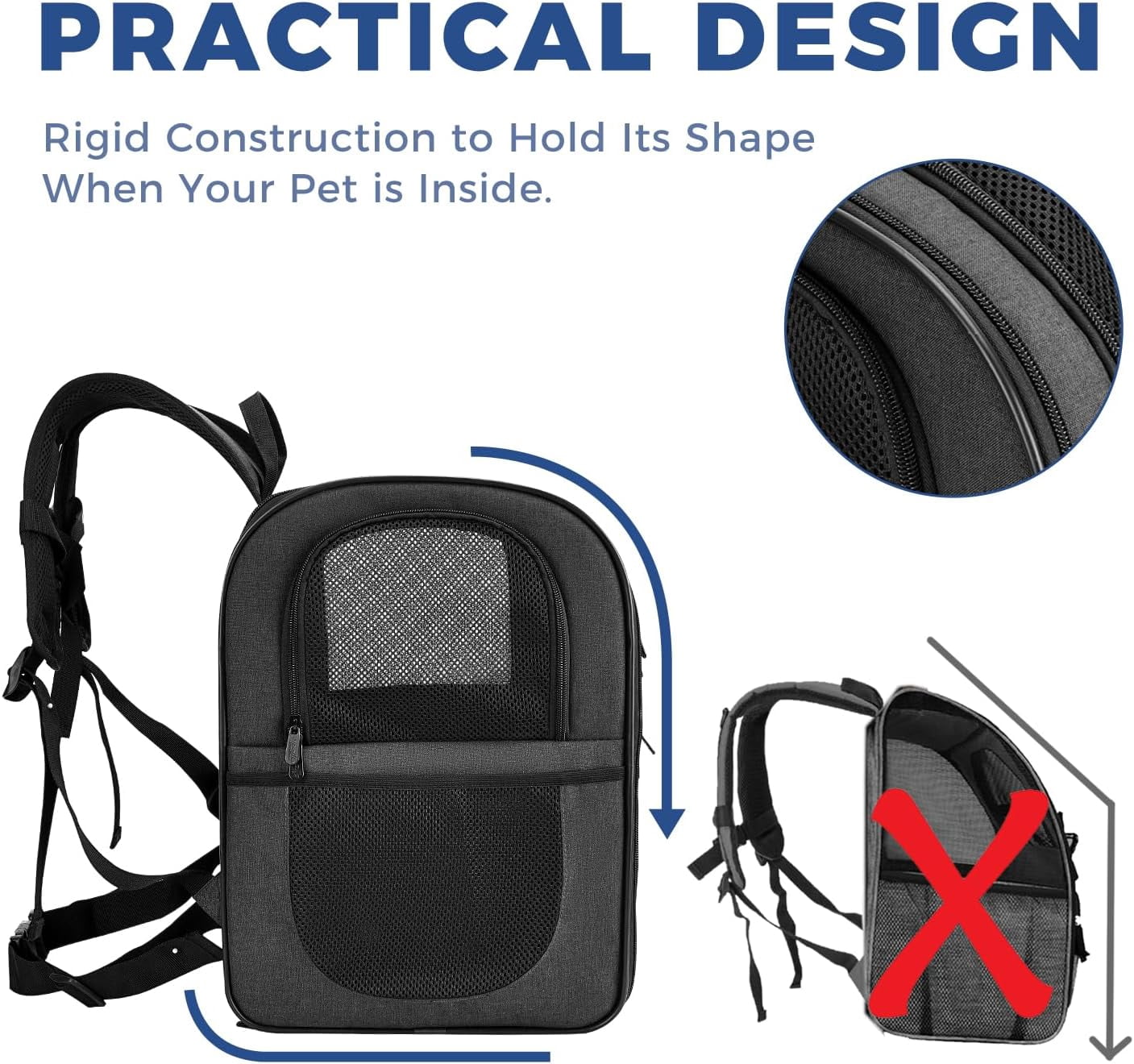 Dog & Cat Carrier Backpack for 4-18lb Pets - Ventilated Safe Design with Padded Back Support, Breathable Mesh Pet Backpack for Hiking, Travel, Outdoor (Black).Product promotion event