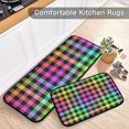 thumbnail image 5 of SKYSONIC Neon Plaid Kitchen Mat 2 Pcs Set Anti Fatigue Cushioned Waterproof Non Slip Comfort Standing Padded Floor Mats Rugs, 5 of 7