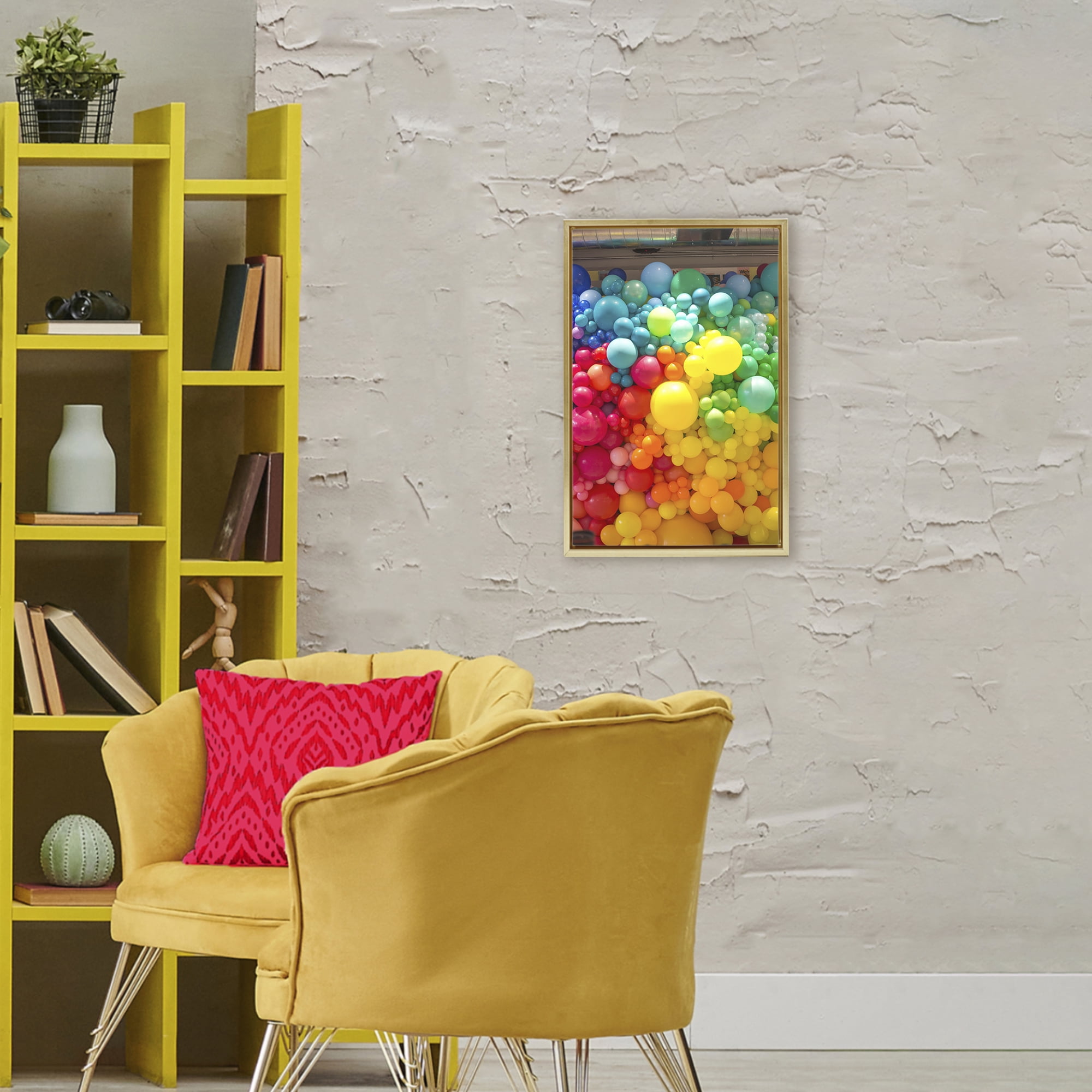 Stupell Industries Lively Colorful Balloons Gold Framed Floater Canvas Wall Art, design by LISH Creative