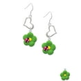 thumbnail image 2 of Delight Jewelry Resin Lime Green Daisy Flower with Hot Pink Ladybug Open Heart French Earrings, 2 of 4
