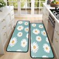 thumbnail image 4 of Kitchen Rugs Sets Of 2,Teal Daisy Flower Yellow Centers Pattern Anti Fatigue Kitchen Mat Rugs Non Slip Washable,Decorative Kitchen Floor Mats for Kitchen,Sink,Laundry,17"x47"+17"x47", 4 of 5