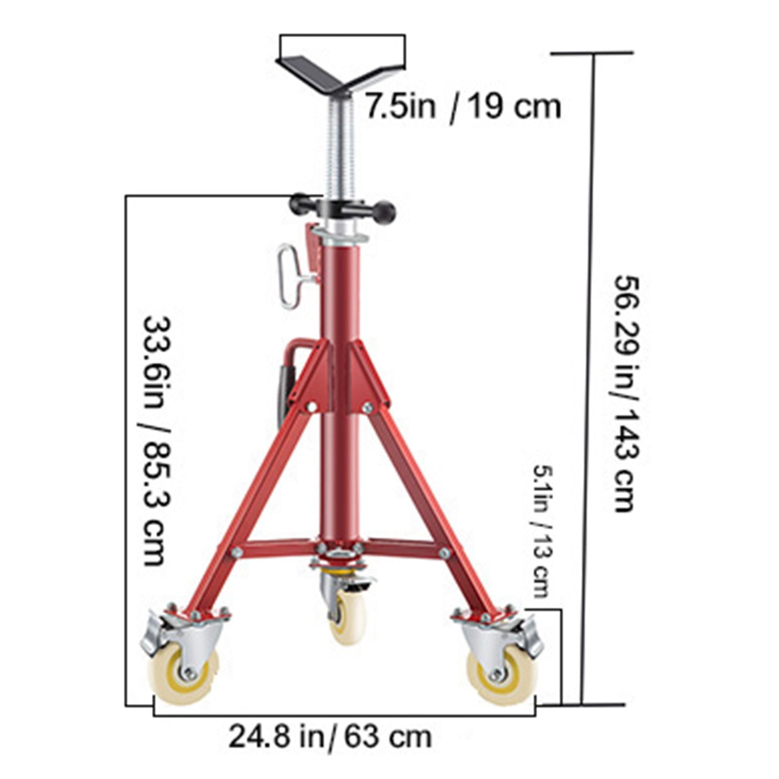 Adjustable Pipe Jack Stand with Casters,28-52" Height&2500LB Capacity,Portable Folding Support for 1/8" to 12" Pipes