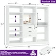 thumbnail image 3 of Homieasy Modular Closet System, 75" Freestanding Closet Organizer System with 3 Drawers, Shoe Rack Tower, Mirror, and 2 Hanging Rods, Wooden Closet Tower for Walk-in Closet, Bedroom, White, 3 of 8