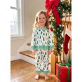 thumbnail image 6 of RUINIXCW Toddler Baby Girl Christmas Pajamas Set Kids Spring Fall Winter PJS Sleepwear Ruffled Button Down Collar Long Sleeve Shirt Tops Pants Set, 6 of 10