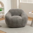 thumbnail image 2 of Bean Bag Chair, Comfy Bean Bag Sofa for Adults, Stuffed Floor Sofa with Supportive Backrest & Armrests, Modern Faux Fur Accent Chair for Living Room & Bedroom, Light Gray, 2 of 11