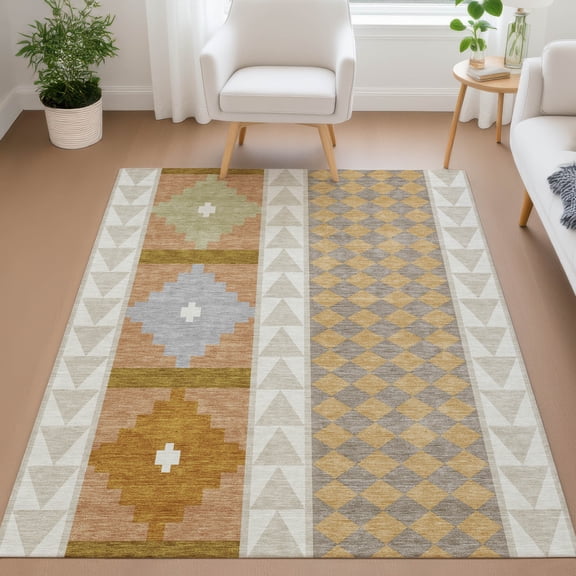 Addison Rugs Chantille Indoor/Outdoor Transitional Southwest Beige Machine Washable Rectangle Rug, 10' x 14'