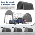 thumbnail image 5 of 12x20 FT Heavy Duty Carport, Portable Garage Canopy with Steel Frame & Roll-Up Door, Round Style Outdoor Storage Shed for Car, Truck, Boat, Patio, Anti-Snow Waterproof, Grey, 5 of 9