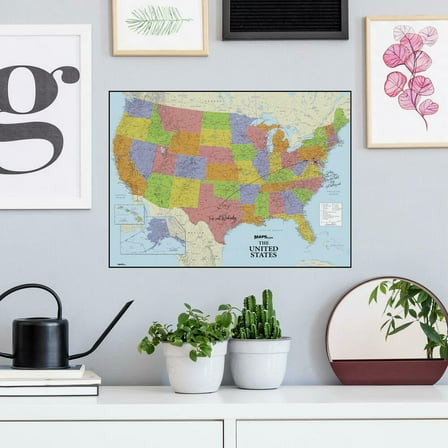 Dry Erase US Map Peel and Stick Giant Wall Decal