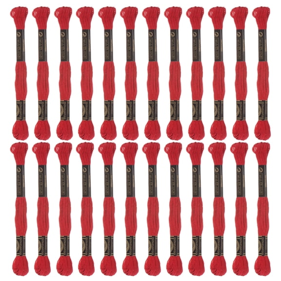 Uxcell 24 Skeins Embroidery Floss 8.75 Yard Each Long Fiber Cotton Cross Stitch Thread Red