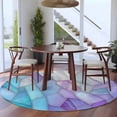 thumbnail image 4 of Blue Purple Gradient Round Living Room Rugs 8 ft, Abstract Glass Geometric Marble Modern Washable Large Area Rug with Non-Slip Sturdy Edge Binding Round Carpet for Dining Room Kitchen Office, 4 of 9