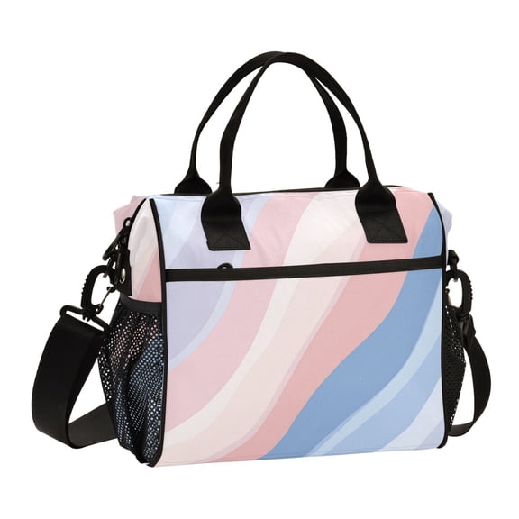 FORMRS Insulated Lunch Bag for Work School Unisex Large Capacity Cooler with Shoulder Strap, Abstract Blue