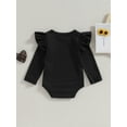 thumbnail image 3 of Infant Baby Girl Fall Romper Ruffle Long Sleeve Crew Neck Solid Color Bodysuit Playsuit, 3 of 7