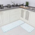 thumbnail image 1 of 2 Pieces Microfiber Chevron Non-Slip Soft Kitchen Mat Bath Rug Doormat Runner Carpet Set, 17"x48"+17"x24", Aqua, 1 of 7