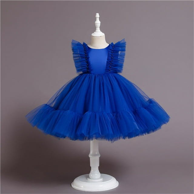 XEGLSBU Flower Girl Dress Ruffle Tulle Beads Toddler Wedding Pageant Birthday Party Evening Tutu Dresses