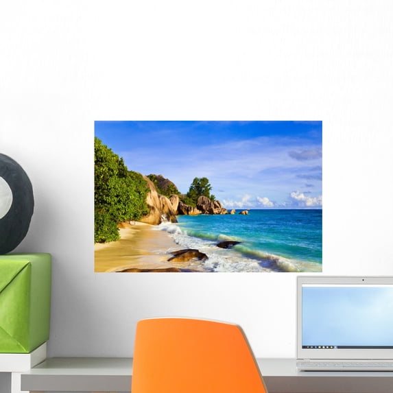 Tropical Beach Source D'argent Wall Mural by Wallmonkeys Peel and Stick Graphic (18 in W x 12 in H) WM53661