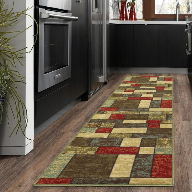 Ottomanson Ottohome Collection Non-Slip Rubberback Boxes Design Indoor Rug