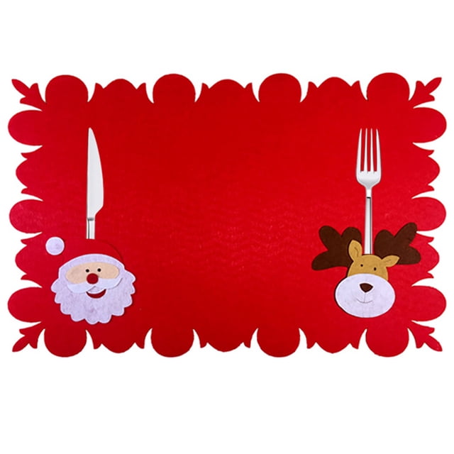 Christmas Placemat Nonwoven Santa Adorable Table Mat Dining Mat Holiday Decor