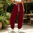 thumbnail image 2 of Dagugfen Sweatpants for Women Elastic Waist Drawstring Cinch Bottom Athletic Outdoor Jogging Pants with Pockets(M,Red), 2 of 7