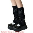 thumbnail image 5 of Women Twist Cable Knit Leg Warmer Sweet Bowknot Stretch Leg Cover Boot Socks, 5 of 20