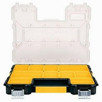 Dewalt Pro Small Parts Organizer, Plastic, Black/Yellow, 17-1/2 in W x 3 in D x 14 in H