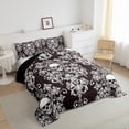 thumbnail image 3 of Feelyou Tribal Brown Damask Bedding Comforter Set for Women, Gothic Hippie Skeleton Twin Comforter Sets, Retro Bohemian Style Reversible Bedding Set, Lightweight Room Decor, 2-Piece, 3 of 8