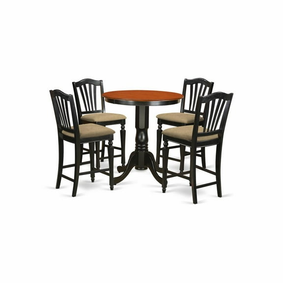 East West Furniture Eden 5-piece Wood Dining Set in Black and Cherry