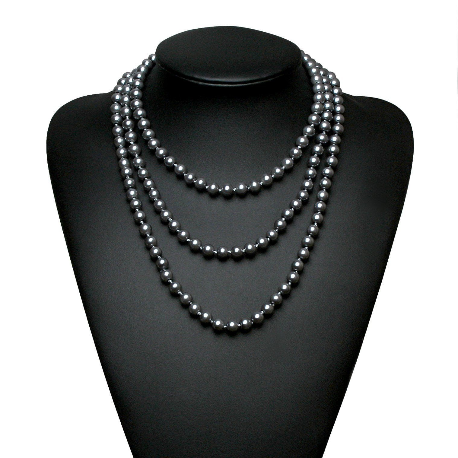 Fashion Faux Pearls 1920s Pearls Necklace Gatsby Accessories Cluster 59 Long Necklace for Women D-1 59 necklace +1 71 necklace//Grey