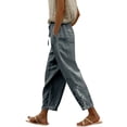 thumbnail image 2 of Baqcunre Work Pants For Women Women Suitable High Waist Pants Drawstring Capri Pants With Pockets Wide Leg Cropped Pants For Women Linen Pants Women'S Pants Dark Gray XXL, 2 of 6