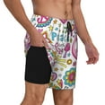 thumbnail image 3 of Balery Peace Love and Dove Flower Power Mens Swim Trunks Swim Shorts for Men Quick Dry Inseam Beach Shorts with Compression Liner Pocket-X-Large, 3 of 9