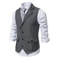 thumbnail image 2 of GHSOHS Men's Suit Vest Vintage Double Lapel Slim Fit Dress Waistcoat for Wedding Party Dinner Casual Tuxedo Outerwear Vests(Grey,XXL), 2 of 4