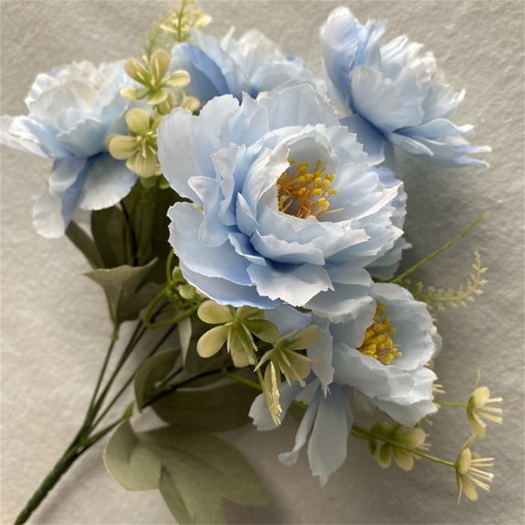 FENGGHAO Artificial Peony Bouquet Blue Silk Flowers Realistic Faux Peonies for Wedding Centerpiece Home Decor Mothers Day Gift