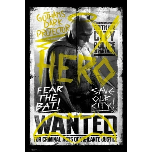Batman vs Superman - Hero Wanted Poster (24 x 36)