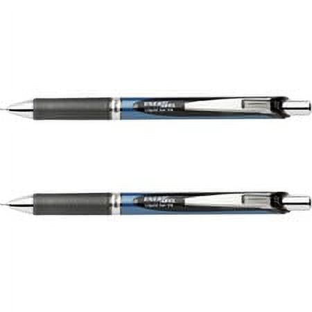 Pentel EnerGel RTX Liquid Gel Pens - Medium Pen Point - 0.7 mm Pen Point Size - Needle Pen Point Style - Refillable - Retractable - Black Gel-based Ink - Blue Barrel - Stainless St | Bundle of 5