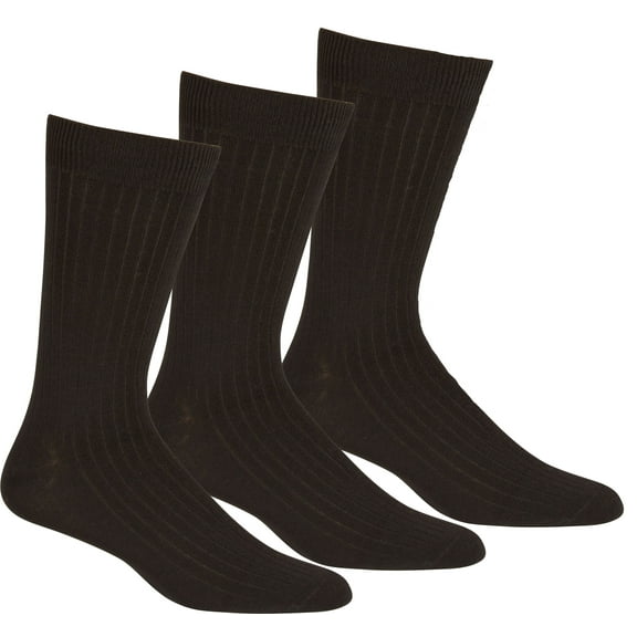 Sakkas Mens Cotton Blend Pattern And Ribbed Dress Socks Value - Black 3-Pack