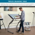 thumbnail image 6 of Studio Designs Triflex Hieght Adjustable Metal Frame with Glass Angle Adjustable Top Drafting Drawing Table Stand or Sit , Silver/Blue Glass, 6 of 12