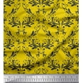 thumbnail image 1 of Soimoi Yellow Poly Georgette Fabric Filigree Damask Print Fabric by the Yard 52 Inch Wide, 1 of 3