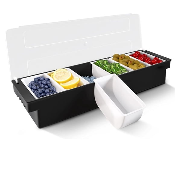 U Chef Contenedor Refrigerado por Hielo para Servir Condimentos, Charola de Servicio, Bandeja de Botana Refrigerada, Carrito de Bar para Trabajo en Casa o Restaurante, Organizador de Refrigerador