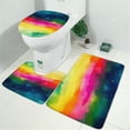 thumbnail image 2 of Colorful Tie Dye Wave Pattern Bathroom Rugs Sets 3 Piece,Toilet Cover Set,Absorbent Non Slip Bathroom Mats Sets with U-Shaped Contour Rug Toilet Rug Set, 2 of 5