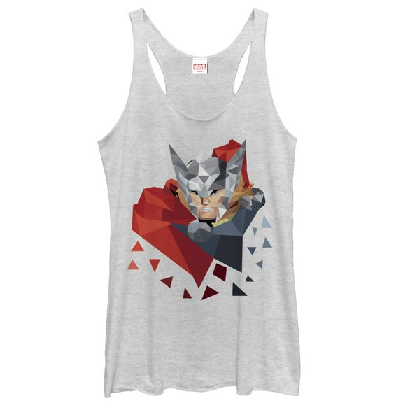 Women's Marvel Geometric Thor Pieces  Racerback Tank Top White Heather Small