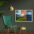 thumbnail image 2 of Nature Wall Art with Frame, Foggy Mountain Forest View in Various Times of the Day Idyllic Nature Collage Art, Printed Fabric Poster for Bathroom Living Room, 35" x 23", Multicolor, by Ambesonne, 2 of 2