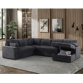 thumbnail image 6 of Hybition Fabric U-Shape Sofa Modern Pull out Sofa bed  & Storage Space-Grey, 6 of 8