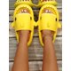 thumbnail image 3 of Preppy Light Grey Slippers For Women, Cartoon Shark Design Slides, 3 of 4