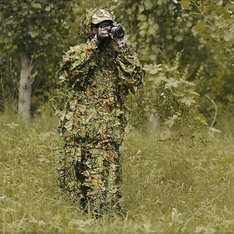 FANTADOOL Upgraded Hunting Clothes for Men, 3D Lifelike Super Lightweight  Hooded Camouflage Clothing Jungle Woodland Hunting Ghillie Suit, Silent